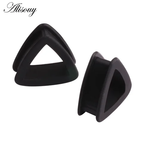 Alisouy 1 пара затычек для ушей Треугольник тонкий силиконовый гибкий пирсинг ювелирные изделия туннель Затычки Для ушных туннелей Hollow Ear stretcher