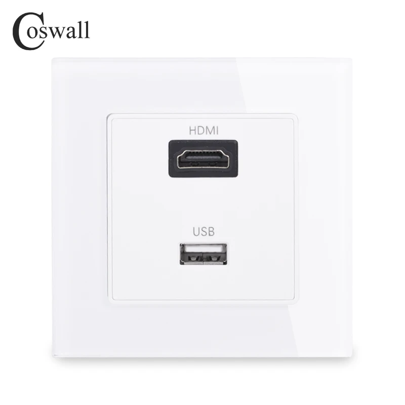 Coswall Кристалл закаленное Стекло Панель совместимому с HDMI 2 0 Порты и разъёмы USB Jack