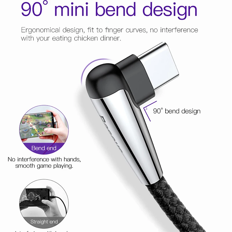 Baseus Lighting usb type C кабель быстрой зарядки type-c кабель для samsung S10 S9 Xiaomi Mi 9 8 huawei P20 Lite USB-C Кабель зарядного устройства