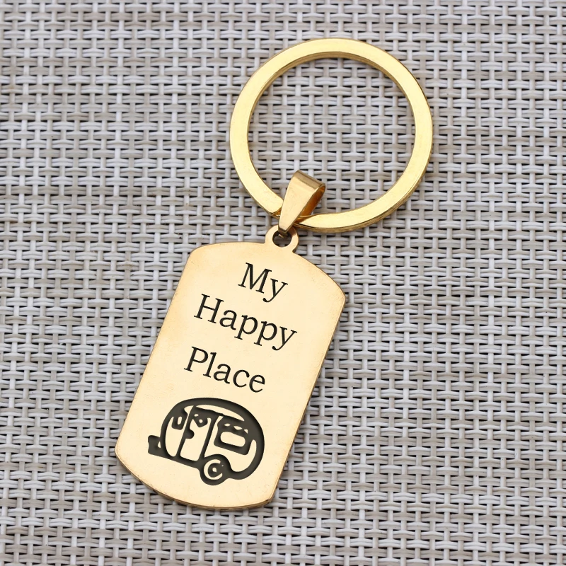 My Happy место брелок ручной резной Camper Lover Ювелирная бирка для собак на открытом