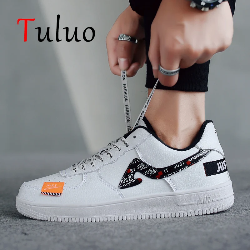 TULUO Trend, новинка, белая мужская обувь для скейтбординга, мужские классические кроссовки, дышащие, на шнуровке, для прогулок, для бега, спортивная обувь