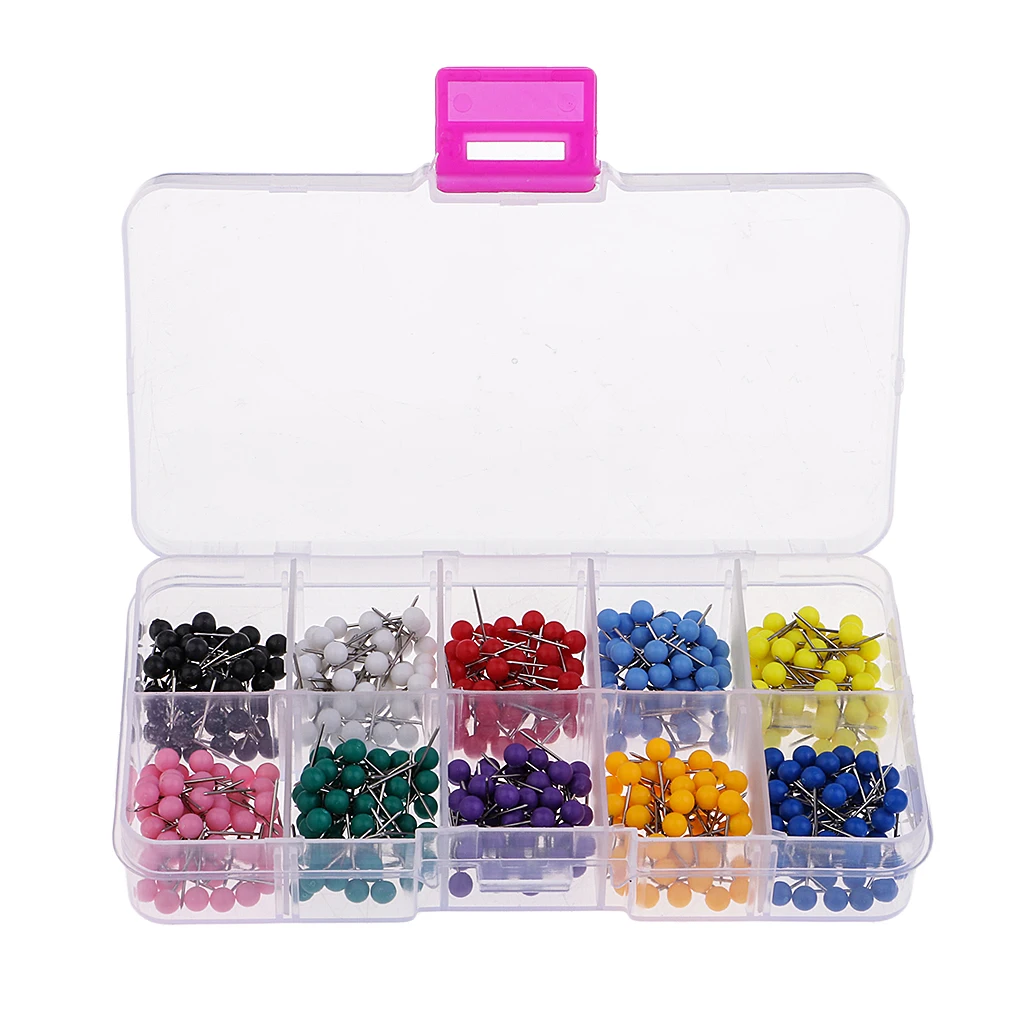 A Box of 500pcs Plastic Round Head Push Pins Office Drawing Map Tacks Thumbtack | Дом и сад