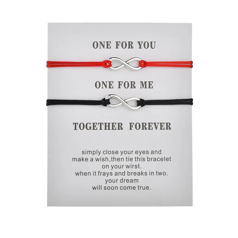Женский браслет с цепочкой Together Forever на свадьбу любовь бесконечность цвет черный