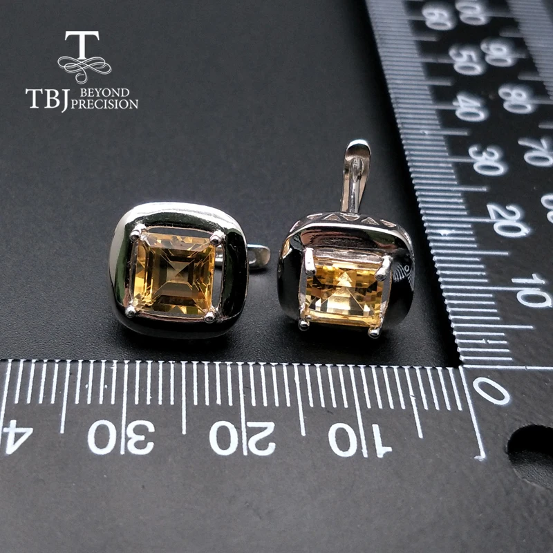 Женские серьги с застежкой цитрина TBJ простые элегантные из серебра 925 пробы