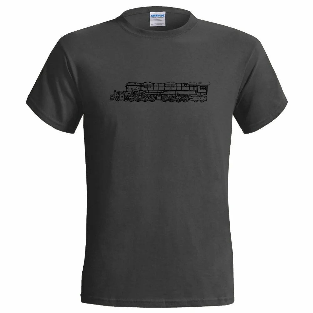 Мужская футболка с паровым паровозиком Union Pacific Повседневная принтом поезда - Фото №1