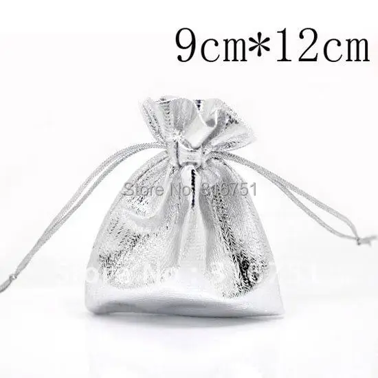100 посеребренных тканевых мешков с шнурком 12x9 см (w01811 X 1) AA|bag exchange|bag ecologicbag bicycle |
