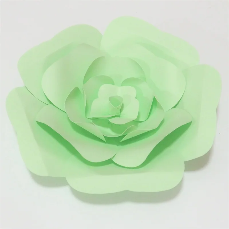 DIY гигантский Бумага цветы Флорес де papel большой Бумага Роза для свадьбы и события декоративные задние планы деко видео-уроки 6 размеров бумажные цветы - Цвет: Светло-зеленый