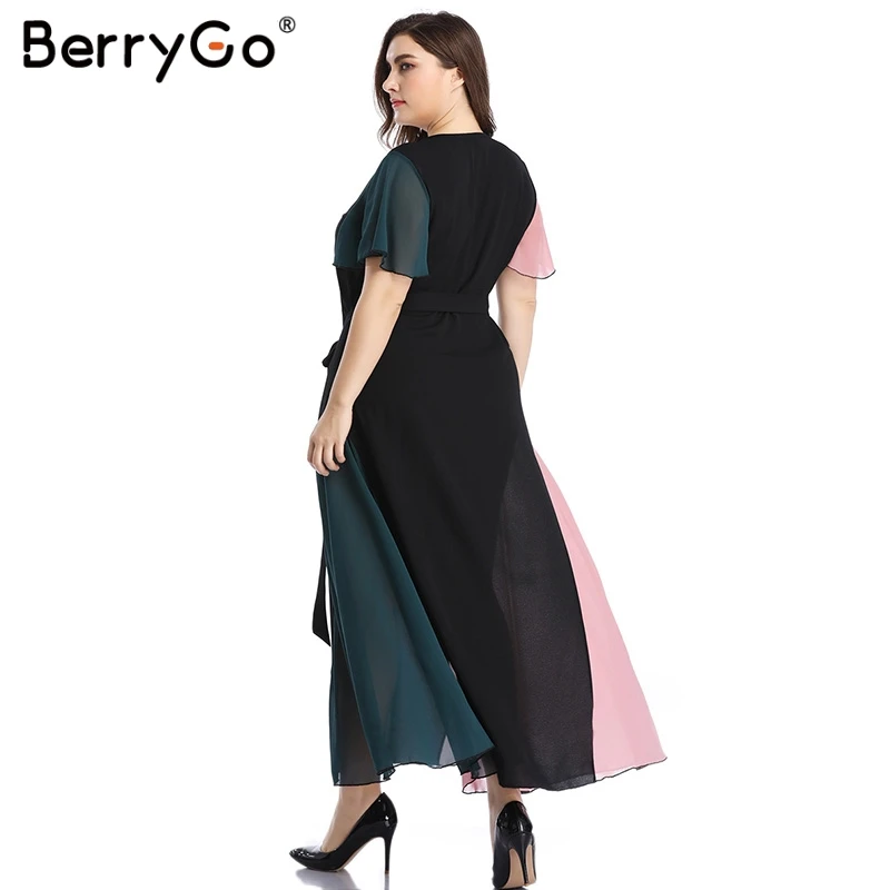 Женское длинное платье с глубоким v образным вырезом BerryGo вечернее большого