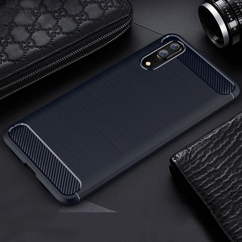 OLLIVAN Retro Case For Huawei P20 Lite Pro Cover Vintage Business Men Silicone Soft TPU Luxury Fiber Fundas |
