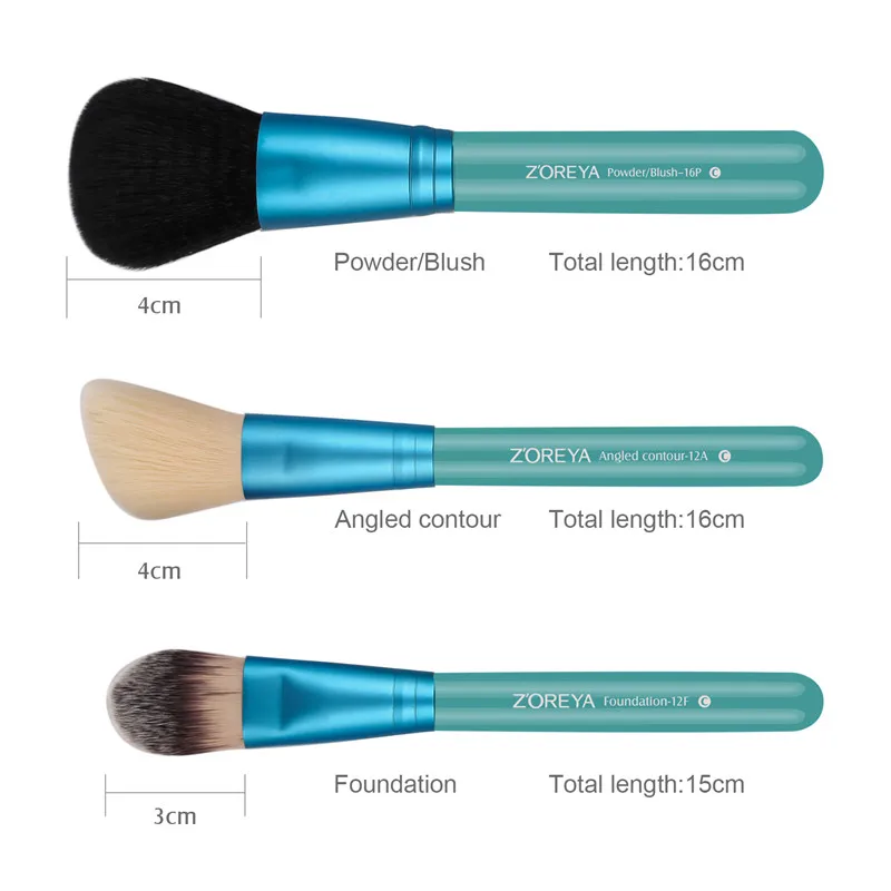 Zoreya Brand 7Pcs Black Natural Goat Hair Lip Professional Makeup Brushes Blush Powder Foundation Eye Shadow Makeup Tools