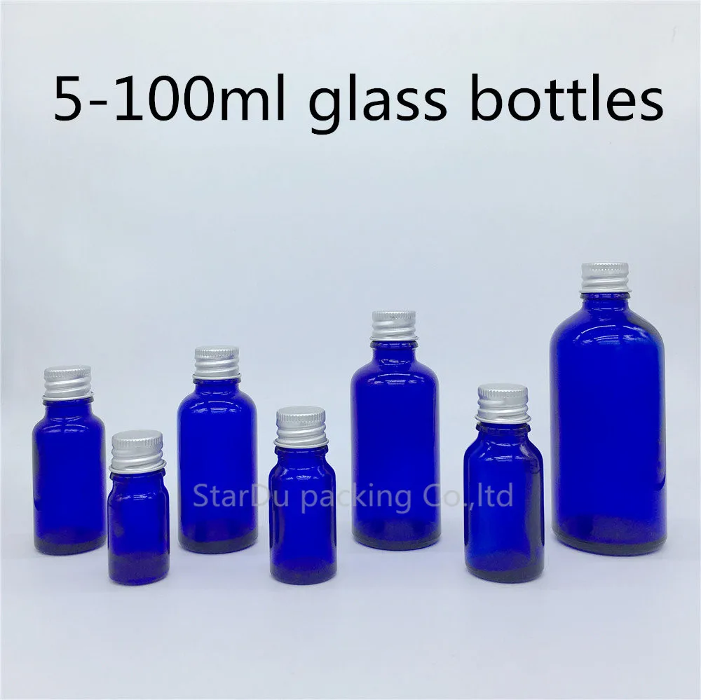 5ml 10ml 15ml 20ml 30ML 50ml 100ml Blue Glass Bottle Essential Oil With Aluminum Cover Perfume Bottles | Красота и здоровье