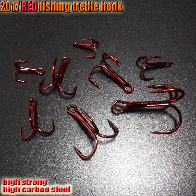 2017 fishing treble hooks  color: RED size:2#-14# number 200pcs/lot high carbon steel high strong