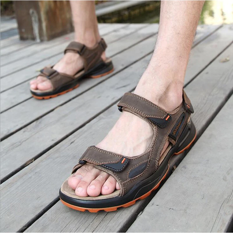2020 мужские сандалии модные летние туфли на плоской подошве с застежкой липучкой