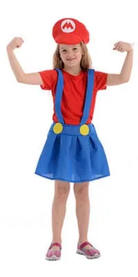 Girls dress Для взрослых и детей, Супер Братья Марио и Луиджи, костюмы на Хэллоуин, косплей, шоу, костюм, комплект, мультяшная форма Марио, семейная одежда для детей и родителей - Цвет: Girls dress