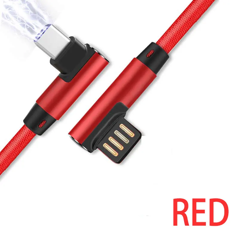 3A usb type C mi cro 90 градусов кабель для samsung Galaxy S10 S9 Plus HuaWei Xiaomi mi 8 6 type C 3 USB C кабель передачи данных для быстрой зарядки - Цвет: For Type C Red