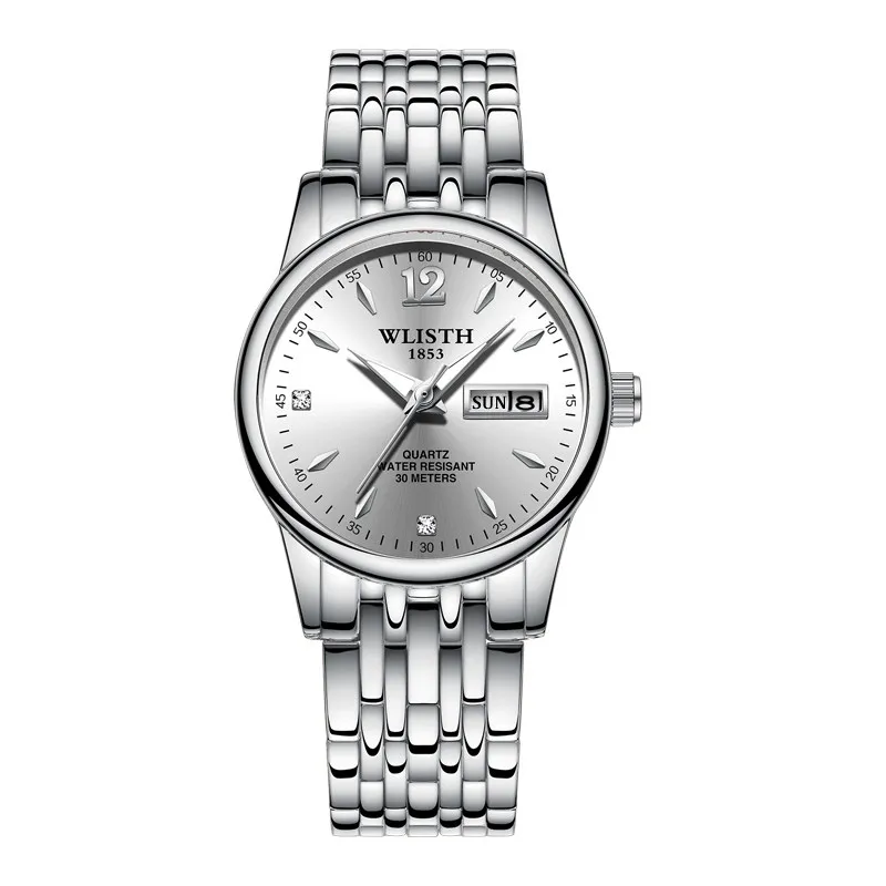 Women Silver White Модные парные часы для мужчин и женщин, часы от ведущего бренда, Роскошные Кварцевые часы, женские часы, часы для влюбленных, наручные часы, reloj hombre mujer - Цвет: Women Silver White