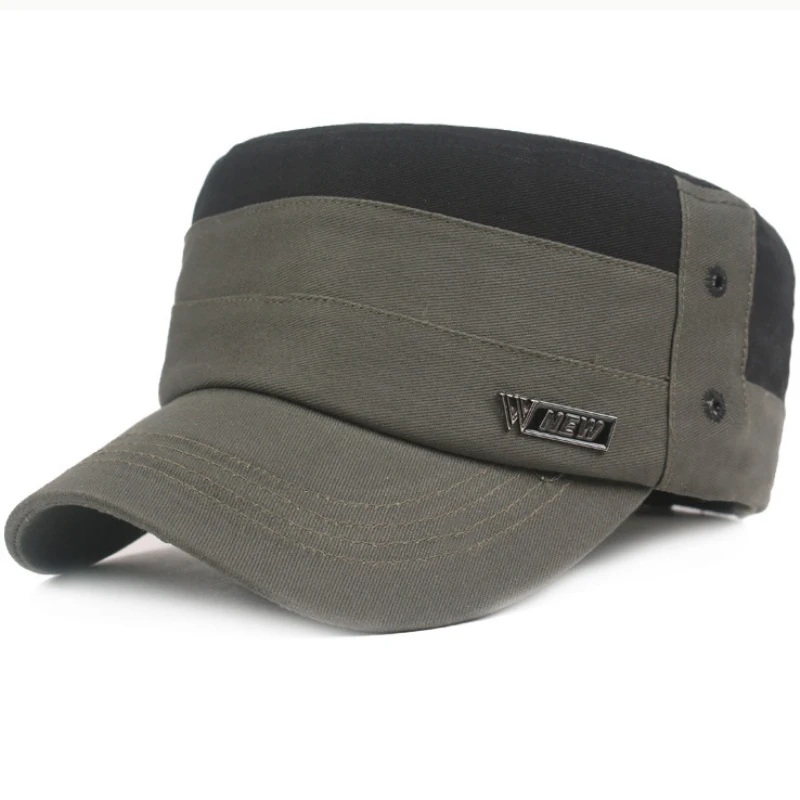 HT2467 Breathable Cotton Army Cadet Military Cap Adjustable Flat Top Spring Summer Sport Sun Hats Men Women Baseball | Аксессуары для