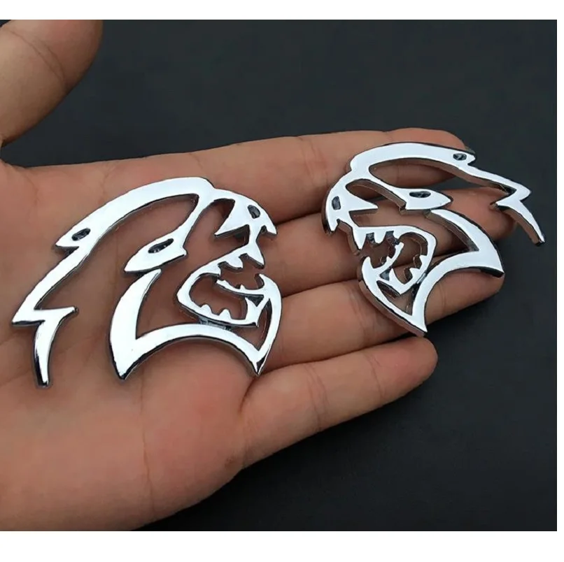 a pair of silver For Dodge Ram Challenger HELLCAT Emblem car Fender metal body Sticker Decal car accessories can block car scratches - Color Name: a pair of silver