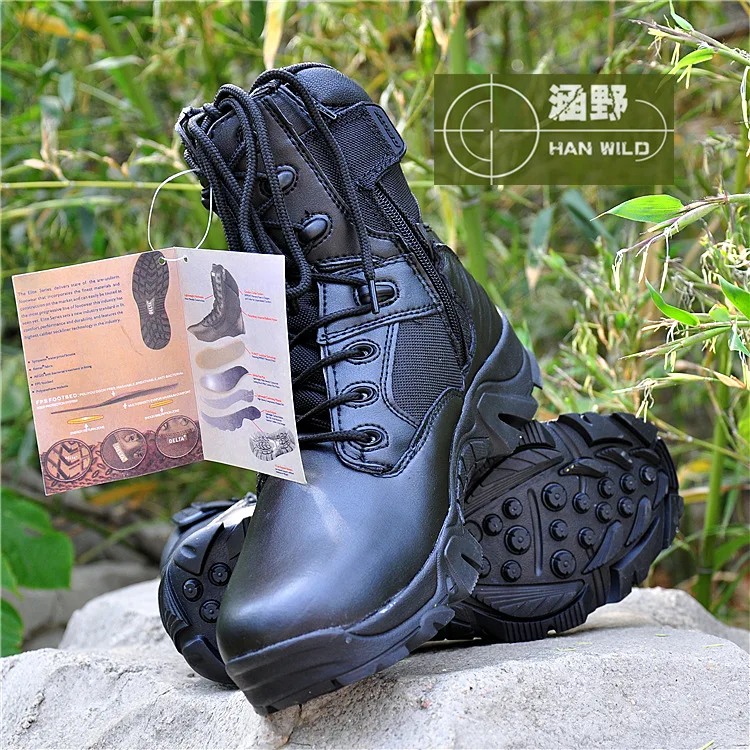 Тактические армейские ботинки для мужчин кожаные со шнуровкой спереди мужские с