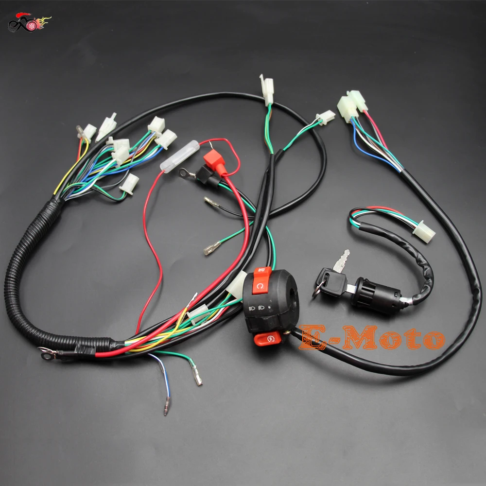 

Electrics Wiring Harness Loom Quad Cluster Switch KEY SWITCH 50cc 70cc 90cc 110cc 125cc 140cc ATV Quad Bike Buggy Go Kart new E-