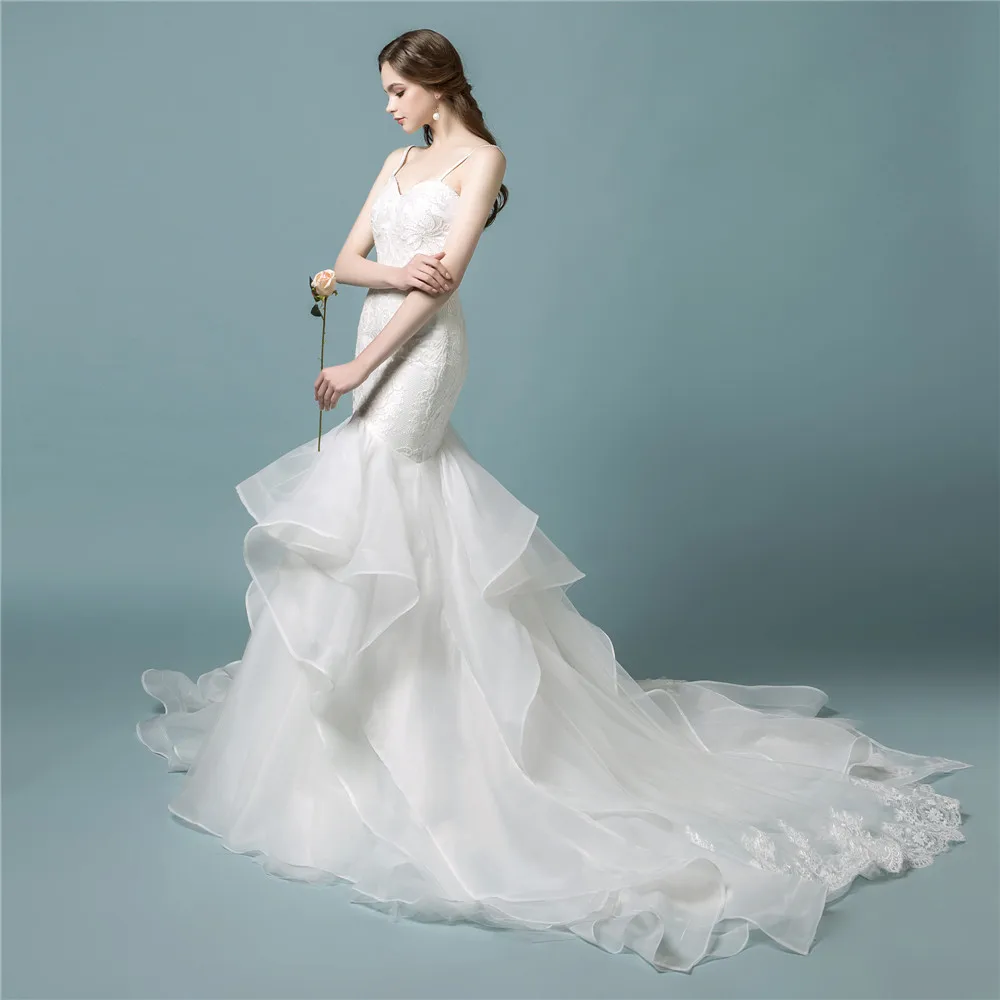 Vestidos De Noiva 2020 сексуальное платье невесты на подтяжках свадебное русалки длинное