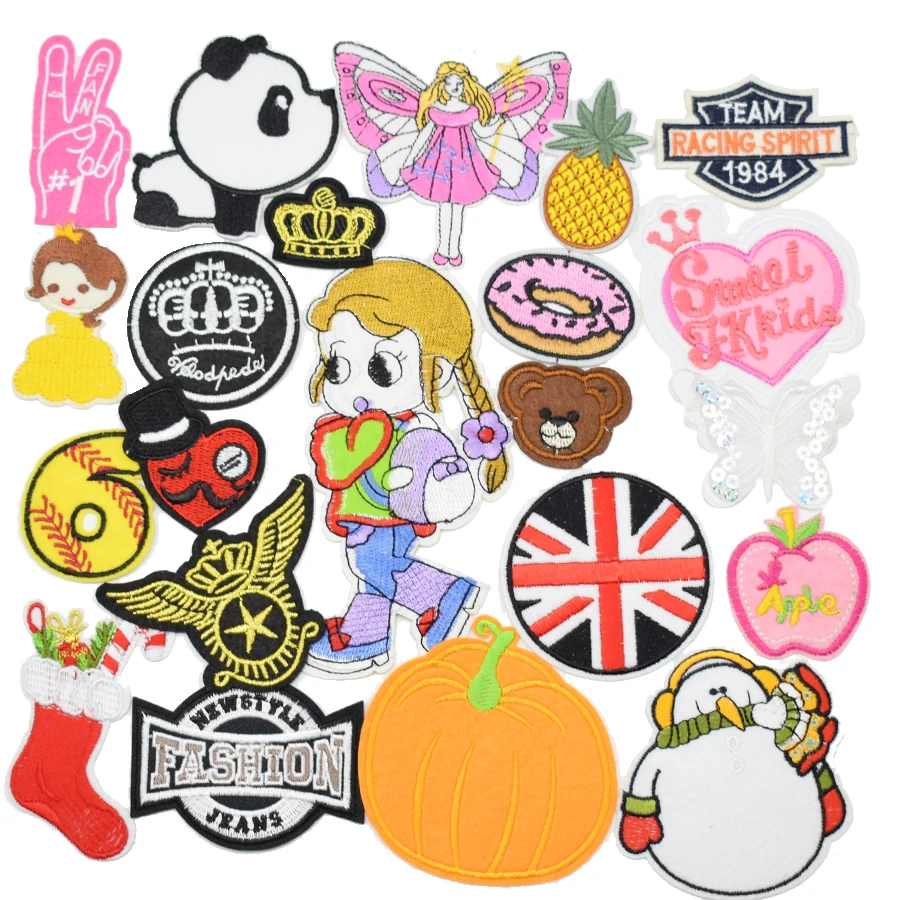 50pcs random hot patches badges for clothing iron embroidered patch applique on DIY kidsɺpparel sewing accessories | Дом и сад