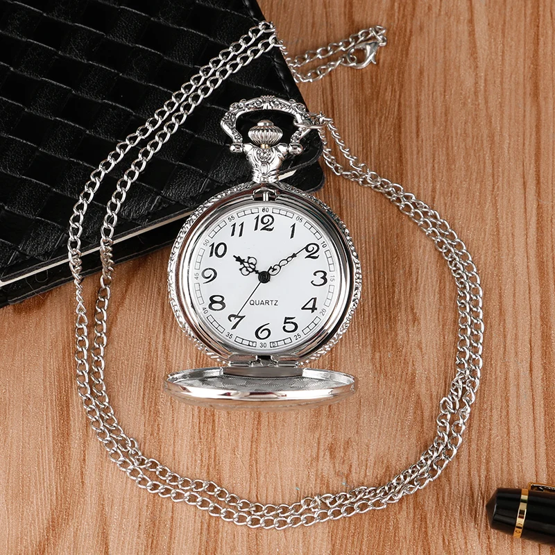 

Hot Sale Big Truck Silver Quartz Pocket Watch Modern Clock Steampunk With Necklace Men Vintage Watches