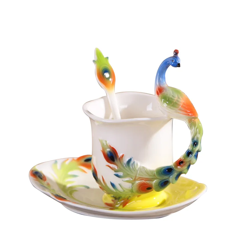 Благородная ручная роспись кости креативные кофейные кружки чашка ложка Свадьба