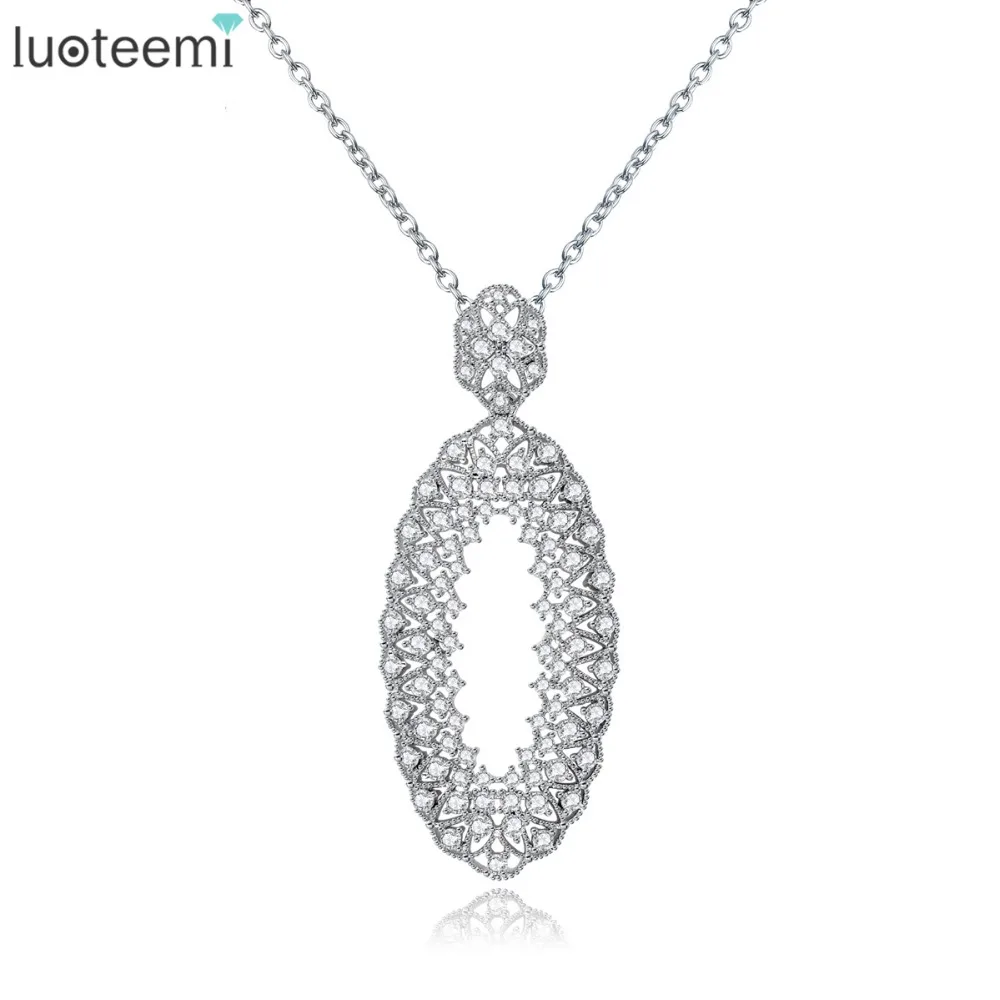 

LUOTEEMI Bohemia Retro Hollow Out Gorgeous Micro Inlay AAA Cubic Zirconia Pendant Necklaces Women Fashion Daily Wear Jewelry