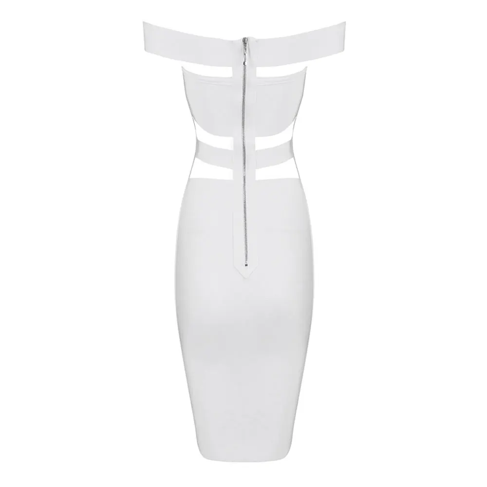 2020 белое вискозное трикотажное эластичное облегающее платье с вырезами и