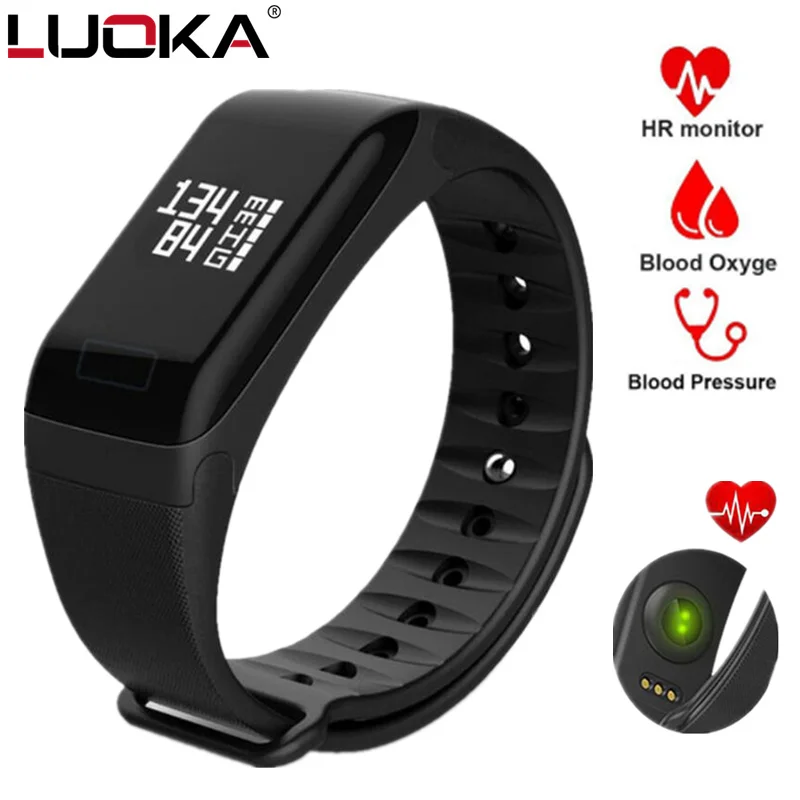 LUOKA фитнес-трекер Браслет пульсометр умный Браслет F1 Smartbracelet кровяное давление с шагомером браслет