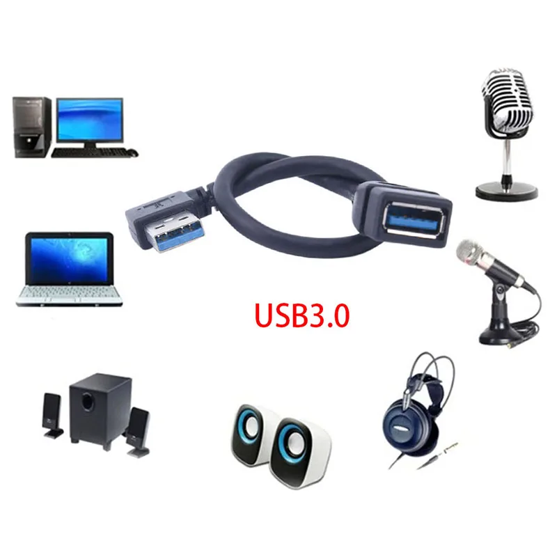 Универсальный влево/вправо USB 3 0 Мужской к женскому до угол 90 градусов Расширение