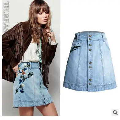 Женская летняя юбка с вышивкой и завышенной талией модель K08 2019 года | одежда