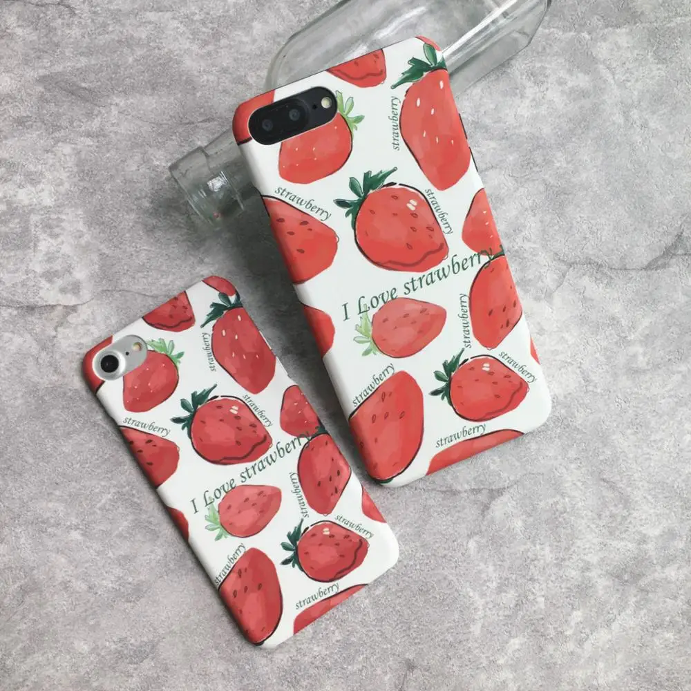 Чехол для телефона Fresh Strawberry с ананасом iPhone11Pro Xs max XR 8/6s 7plus IMD Матовый Жесткий