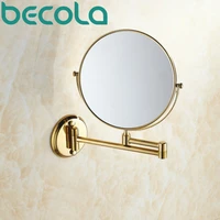 becola double side bathroom folding brass shave makeup mirror gold plated wall mounted dual arm extend bath mirror br 6738