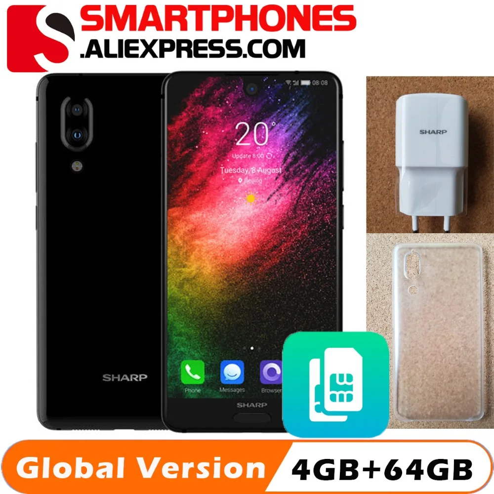 SHARP AQUOS S2 C10 мобильные телефоны Android 8 0 4 Гб + 64 5 ''FHD Snapdragon 630 2 ГГц Восьмиядерный