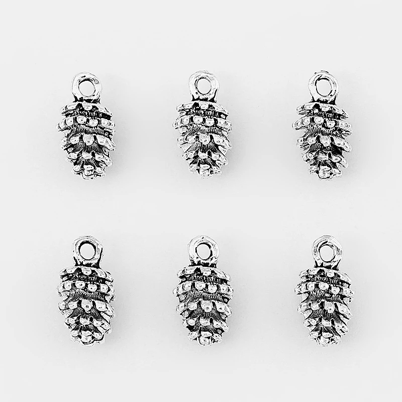 10 шт Серебряный сплав сосновые орехи шишки Pinecone Шарм кулон для ювелирных изделий
