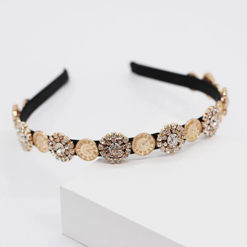 Baroque simple small particle geometry rhinestone pearl dance street shooting leisure travel headband 952