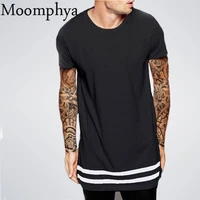 moomphya 2021 new streetwear hip hop men t shirt extended longline hipster t shirt male stripes teeshirt homme summer hem tshirt