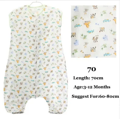 Animal 70 Muslin Cotton Baby Thin Slumber Sleeping Bag Cotton toddle Sleep Sack Cute Cartoon Sleep Bag children Kick Quilt - Цвет: Animal 70