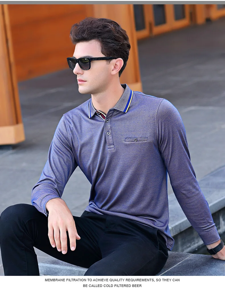 Airgracias Для мужчин Поло мужской воротник Slim Fit Поло рубашка сплошной Поло S для Для мужчин с длинным рукавом хлопка Camisa Поло masculina Размеры M-3XL