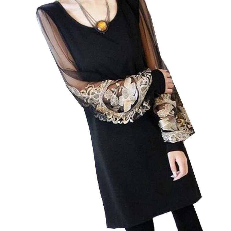 Женское платье-пуловер с длинным рукавом большие размеры | Женская одежда