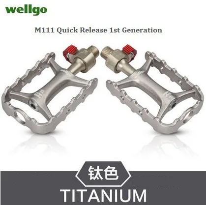 Titanium Wellgo оригинальные M111 быстросъемные не быстросъемные велосипедные педали для шоссейного велосипеда сверхлегкие педали MTB велосипедные педали с подшипником - Цвет: Titanium