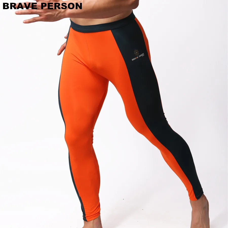 

BRAVE PERSON Men's Fashion Soft Tights Leggings Pants Nylon Spandex Underwear Pants Bodybuilding Long Johns Men Trousers B1601