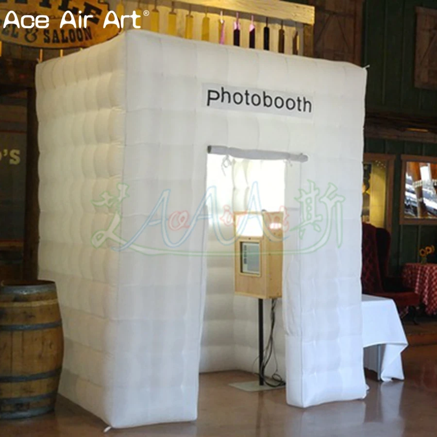 Белая надувная фотобудка из ткани Оксфорд 2x2x2 75 м фон для фотосъемки выше с