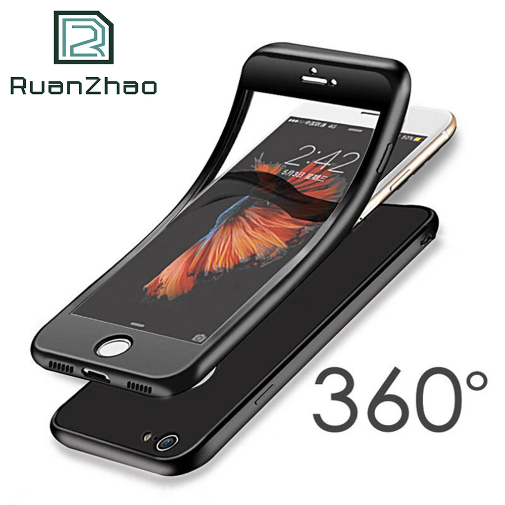 For iPhone X 8 7 6 plus 360 Degree Soft TPU Silicon Case 6s Plus Cover Silicone Full SE |