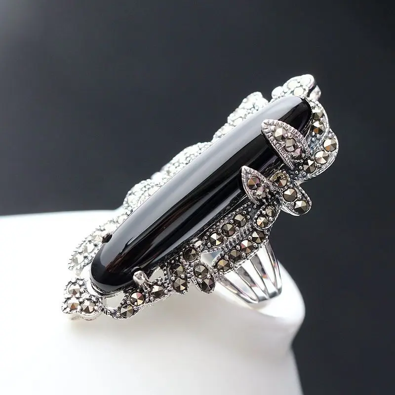 

pavilion silver With natural black width index 925 sterling silver women to quit Vintage silver ring