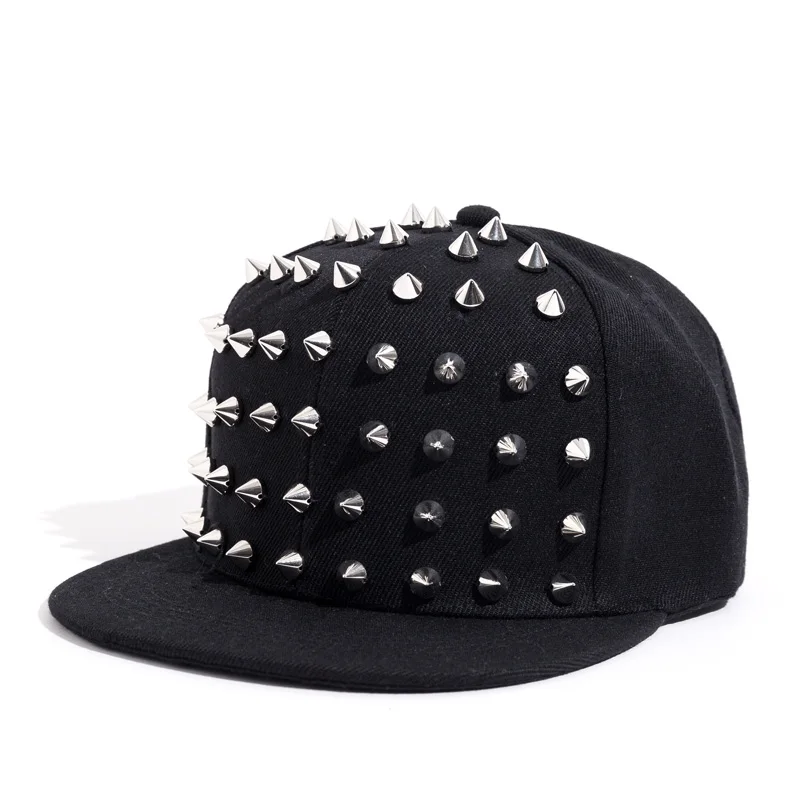 Унисекс панк шляпа с рисунком ежа личность Джаз Snapback шип шипованные заклепки Шипованные бейсбольная кепка для хип-хоп Рок танец бонс папа шляпы - Цвет: A