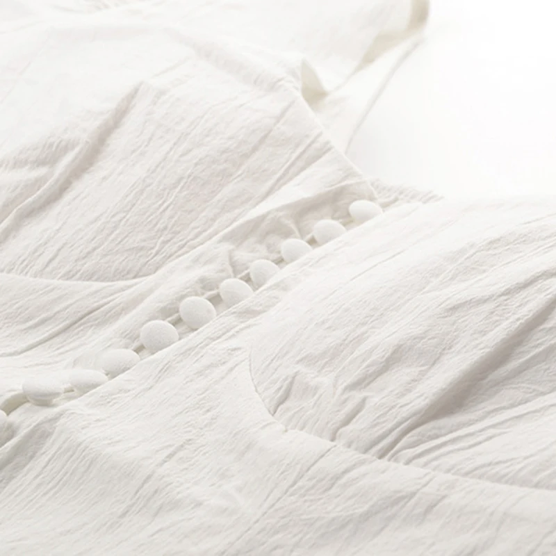 Женская рубашка с открытыми плечами TWOTWINSTYLE белая блузка рукавом фонариком