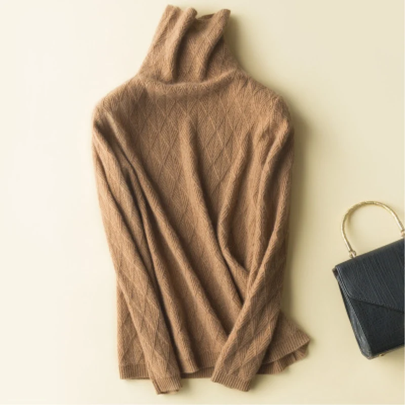 2018 Women Spring Autumn New Designer Fashion Cashmere Wool Sweaters and Pullovers Turtleneck Solid Casual Knitted Jumpers Top | Женская